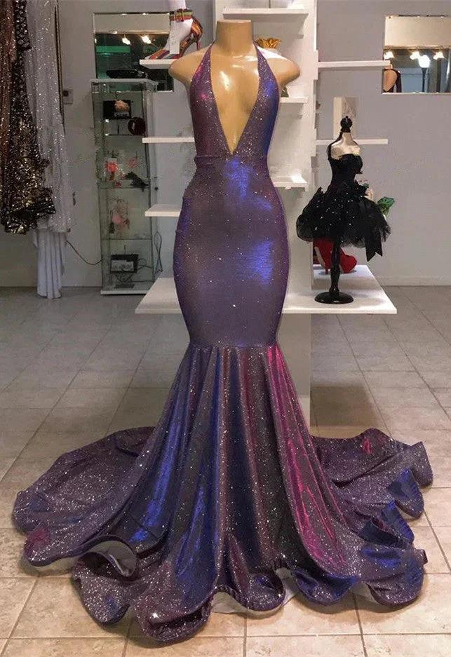 Halter Sleeveless Mermaid Prom Dress by misshow.com