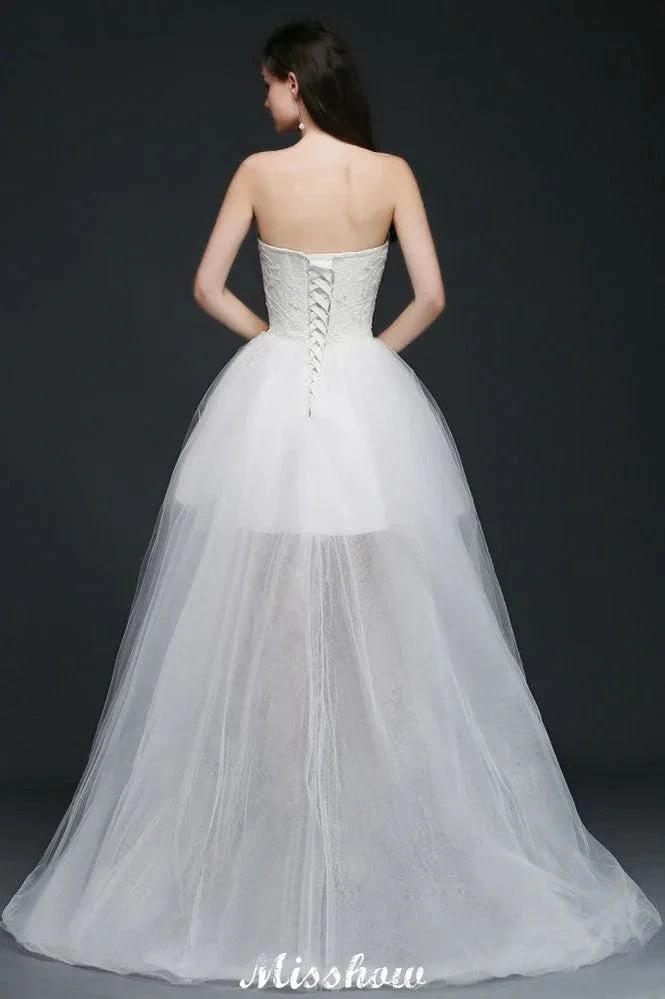Hi-Lo Tulle A-line Lace Wedding Dress by misshow.com