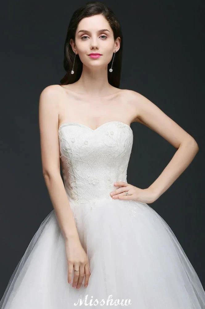 Hi-Lo Tulle A-line Lace Wedding Dress by misshow.com
