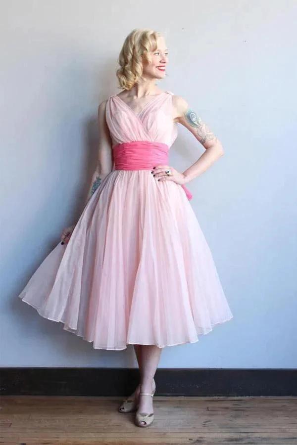 Homecoming Dress Chiffon Vintage Blue Pink Short Prom Dress Party Dress PD353 by pgmdress