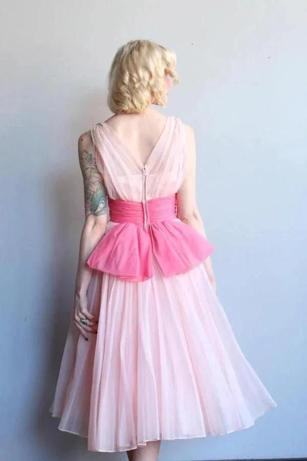 Homecoming Dress Chiffon Vintage Blue Pink Short Prom Dress Party Dress PD353 by pgmdress