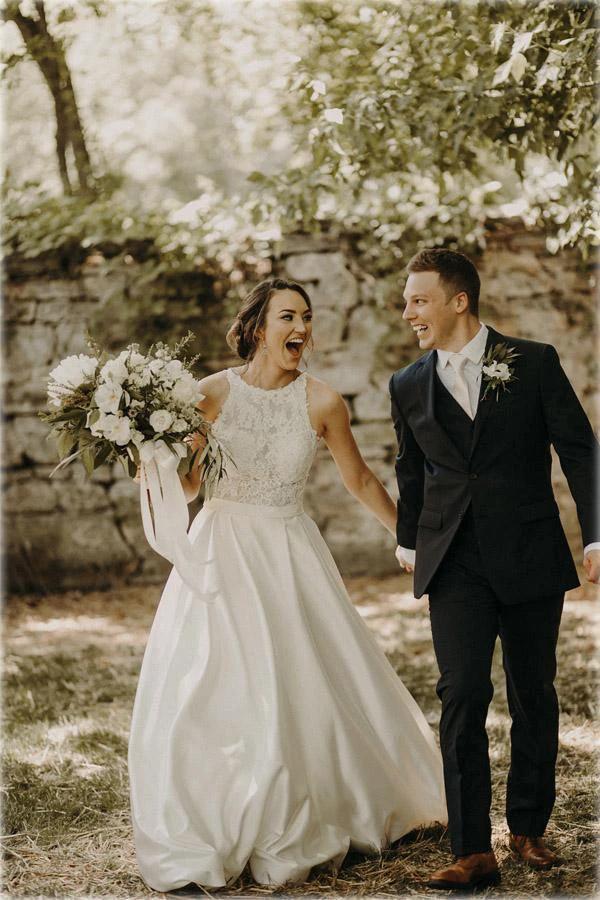 Illusion And Lace Halter Neck A-line Wedding Dress With Sweep Train WD540 by pgmdress