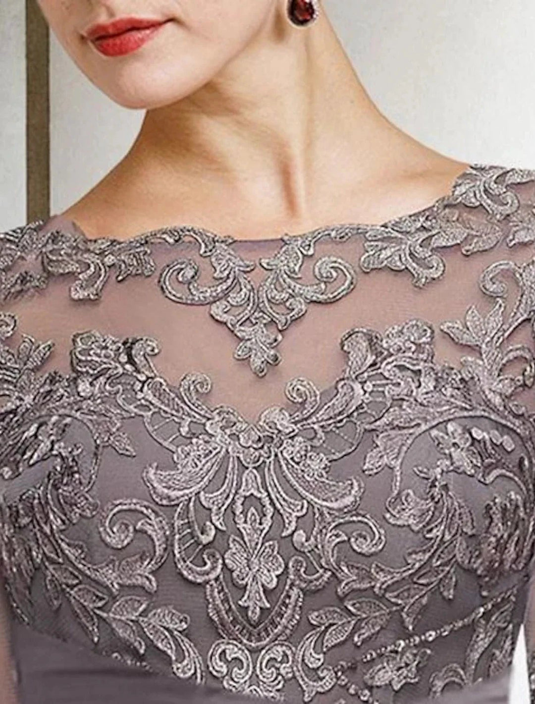 Chiffon half Sleeves Mother of the Bride Pantsuits with Lace by Dreamylily