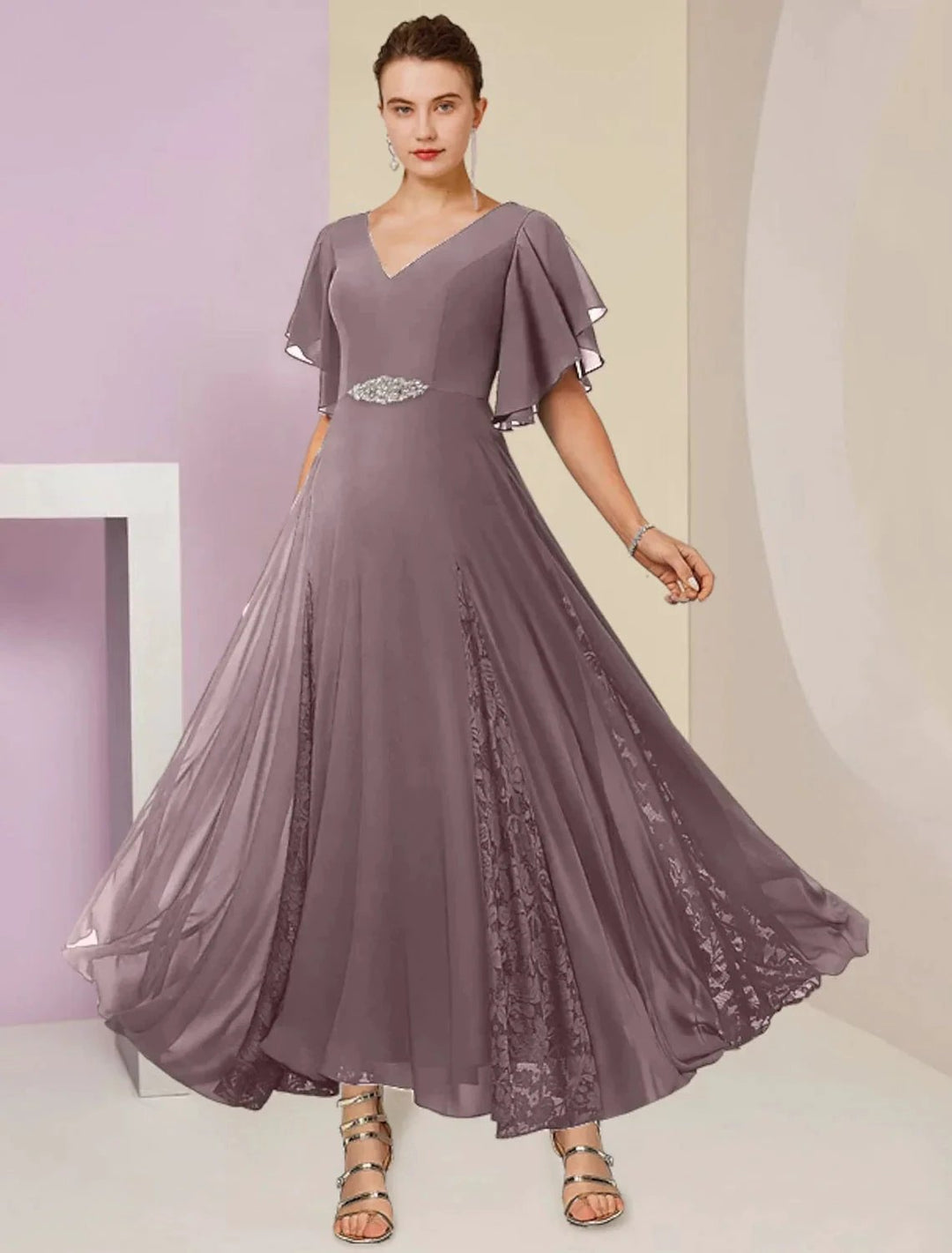 A-Line/Princess V-Neck Mother of the Bride Dresses with Applique by Dreamylily