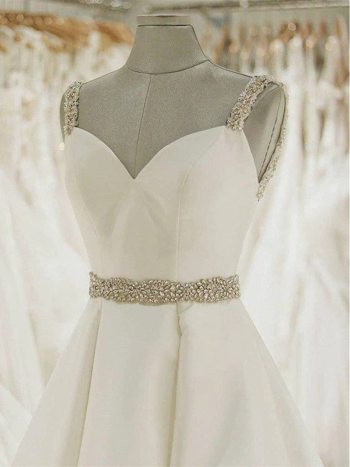 Ivory Ball Gown Wedding Dresses Spaghetti Strap Beaded Bridal Dress WD339 by pgmdress