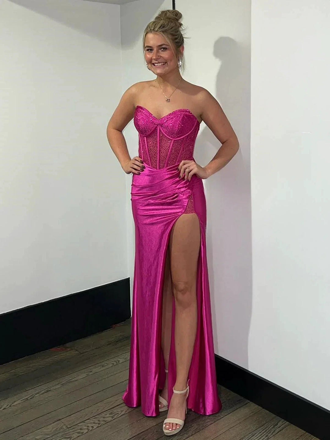 Joanni | Burgundy Beaded Sweetheart Mermaid Long Prom Dress by KissProm