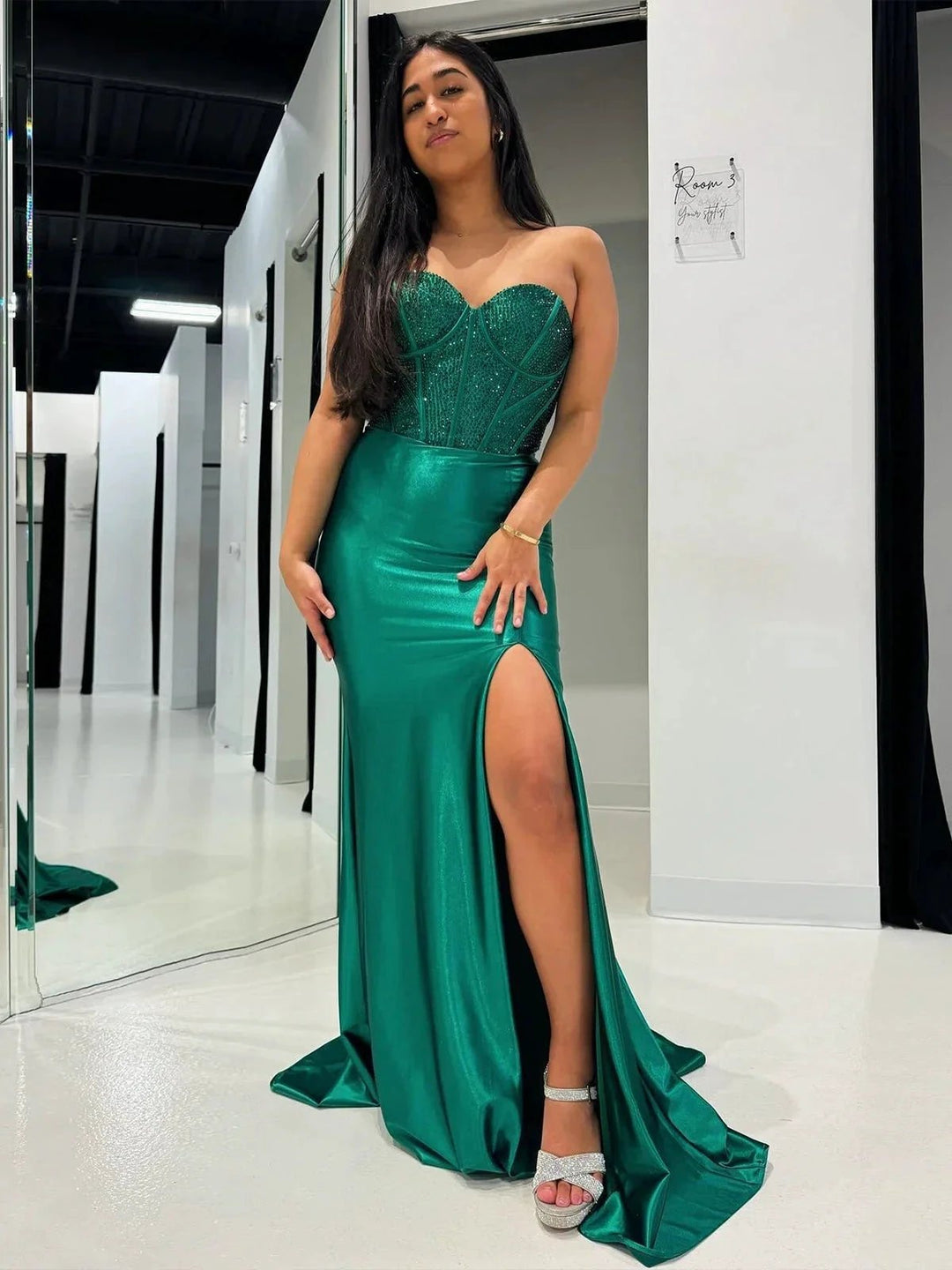 Joanni | Burgundy Beaded Sweetheart Mermaid Long Prom Dress by KissProm