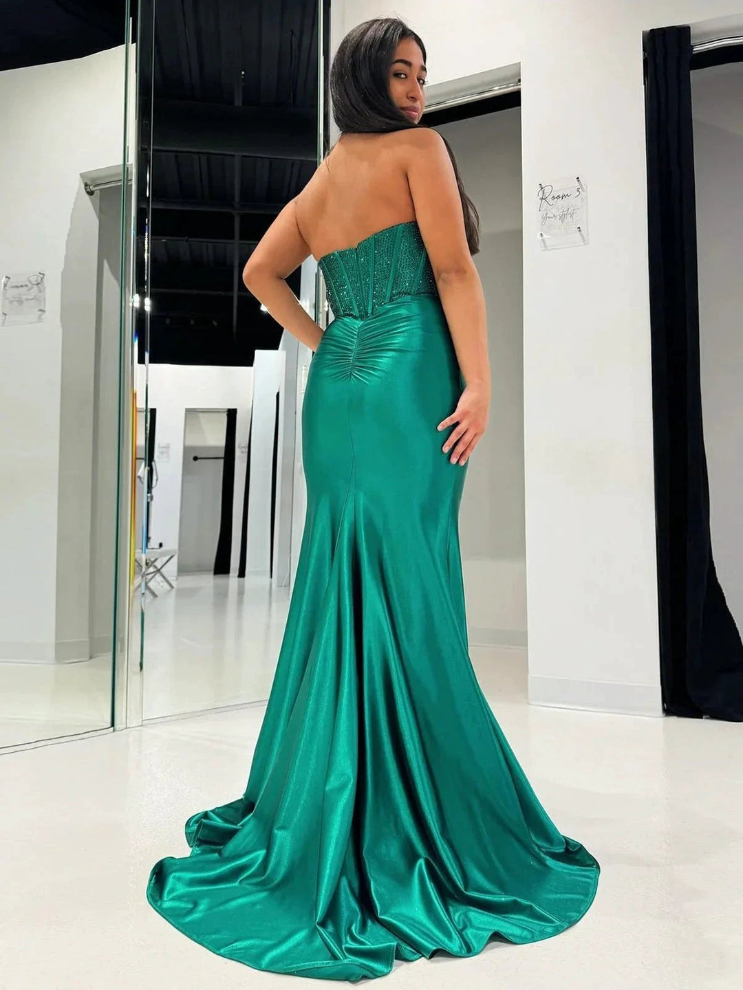 Joanni | Burgundy Beaded Sweetheart Mermaid Long Prom Dress by KissProm