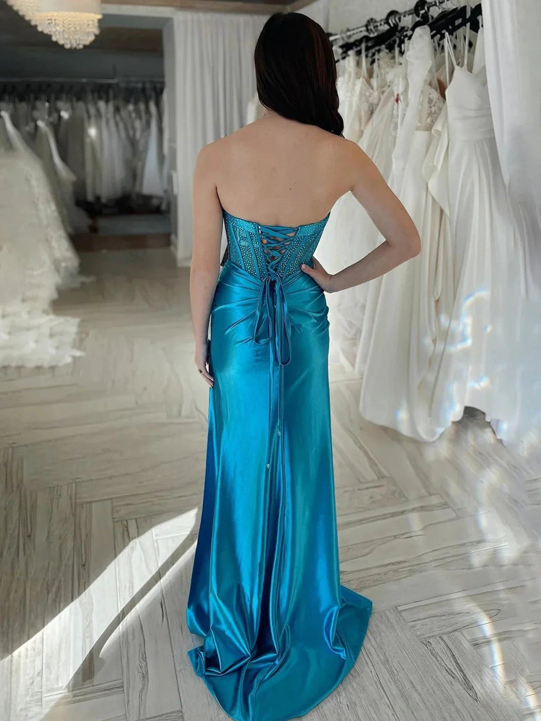 Joanni | Burgundy Beaded Sweetheart Mermaid Long Prom Dress by KissProm