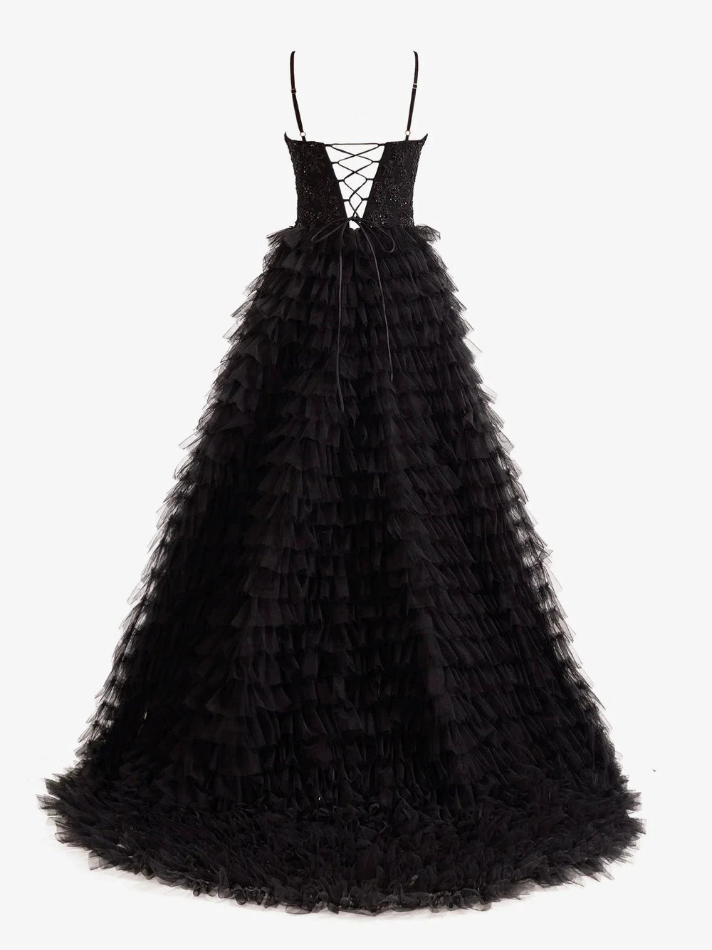 Jordan | A-Line Tiered Sequins Tulle Long Prom Dress by KissProm