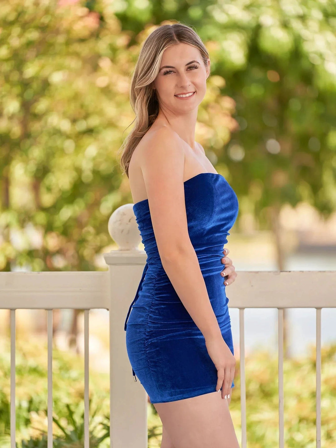 Bodycon Strapless Royal Blue Velvet Homecoming Dresses by Kissprom