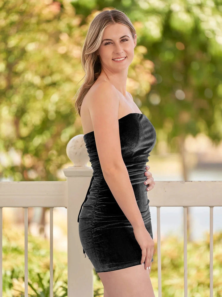 Bodycon Strapless Royal Blue Velvet Homecoming Dresses by Kissprom