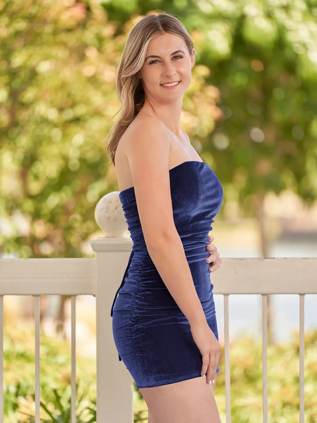 Bodycon Strapless Royal Blue Velvet Homecoming Dresses by Kissprom