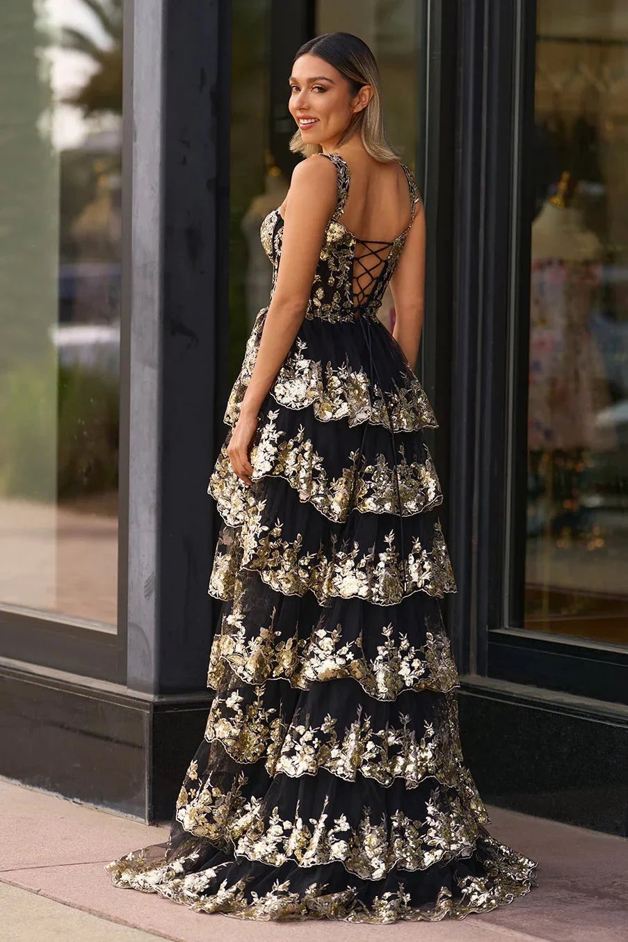Kaira | Gold Off the Shoulder Sequin Long Prom Dress with Slit by KissProm