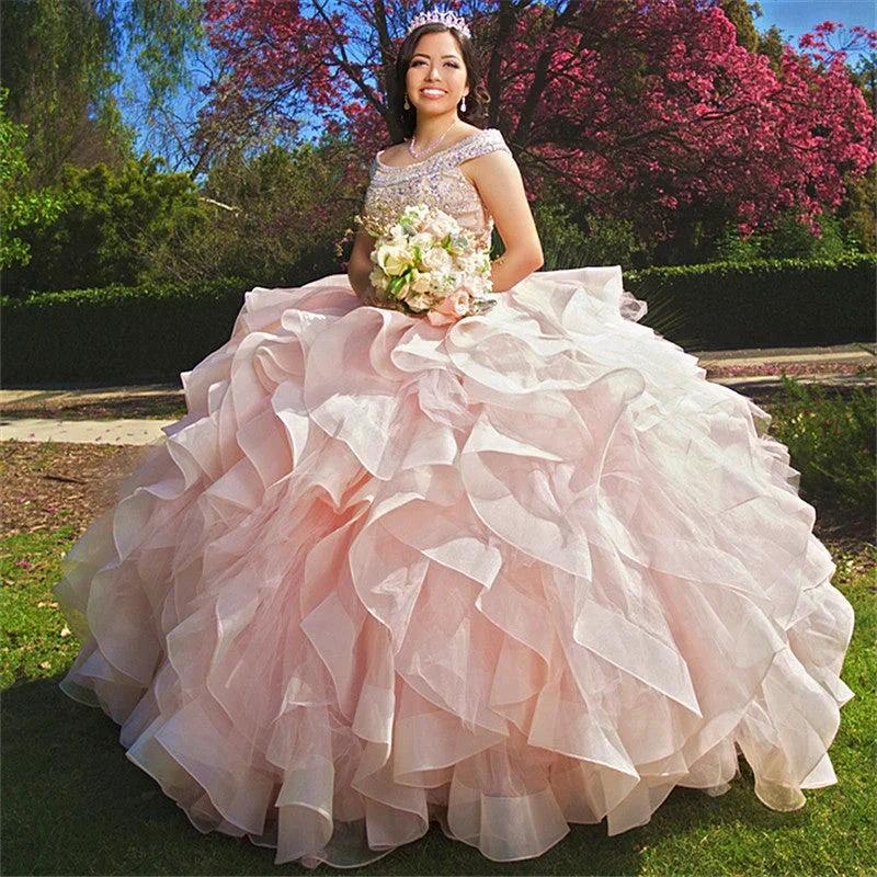 Latest Long Ball Gown Bateau Organza Quinceanera Dress by BIZTUNNEL
