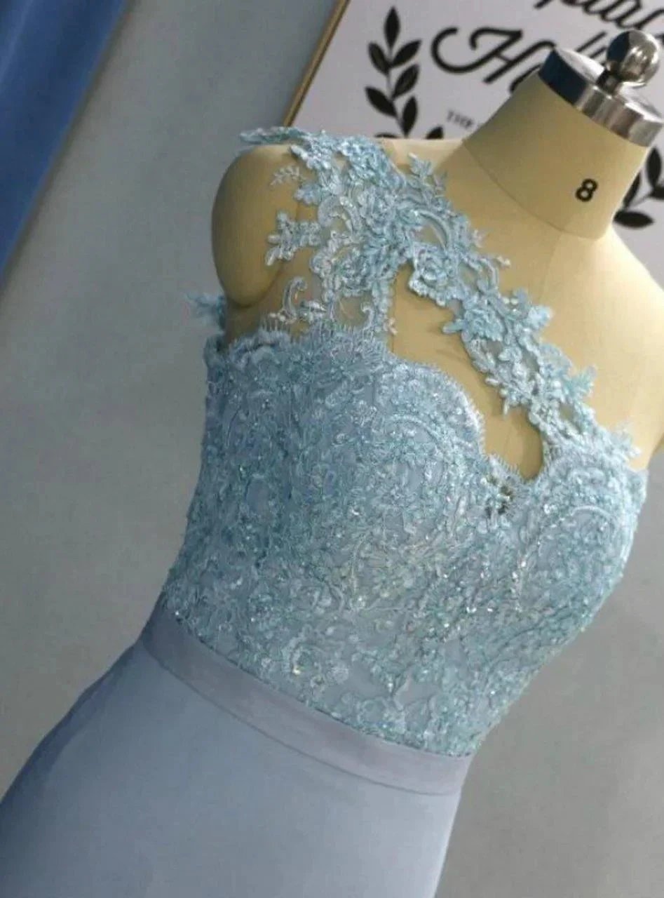 Light Sky Blue Short Knee Length One Shoulder Homecoming Dresses PD276 by pgmdress