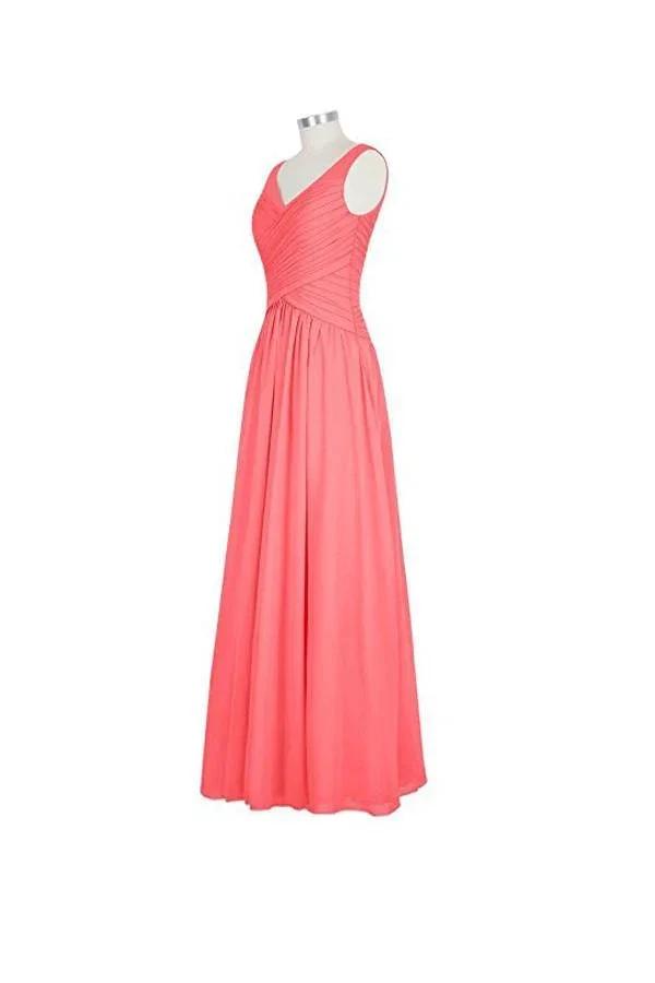 Long Chiffon Straps V-neck Bridesmaid Dresses BD013 by pgmdress