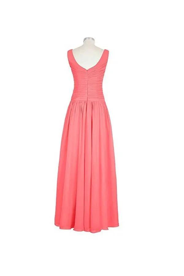 Long Chiffon Straps V-neck Bridesmaid Dresses BD013 by pgmdress