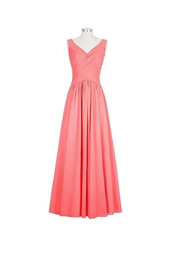 Long Chiffon Straps V-neck Bridesmaid Dresses BD013 by pgmdress