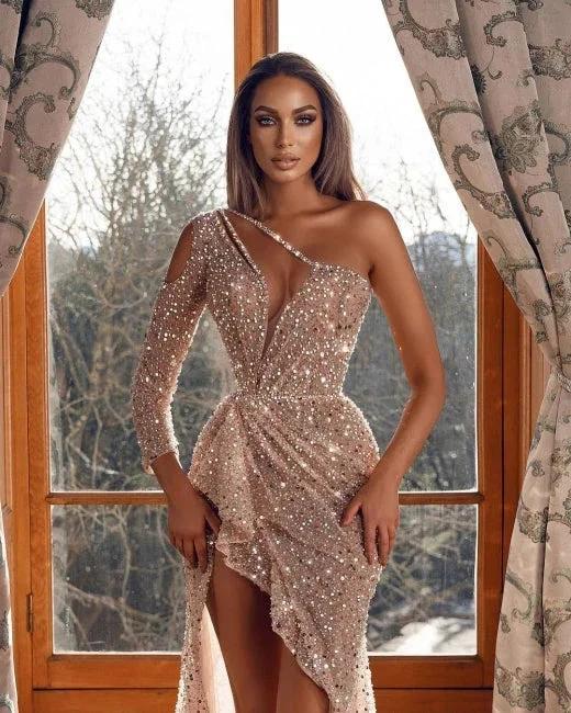 Long glitter prom dresses | Evening wear party dresses by misshow.com