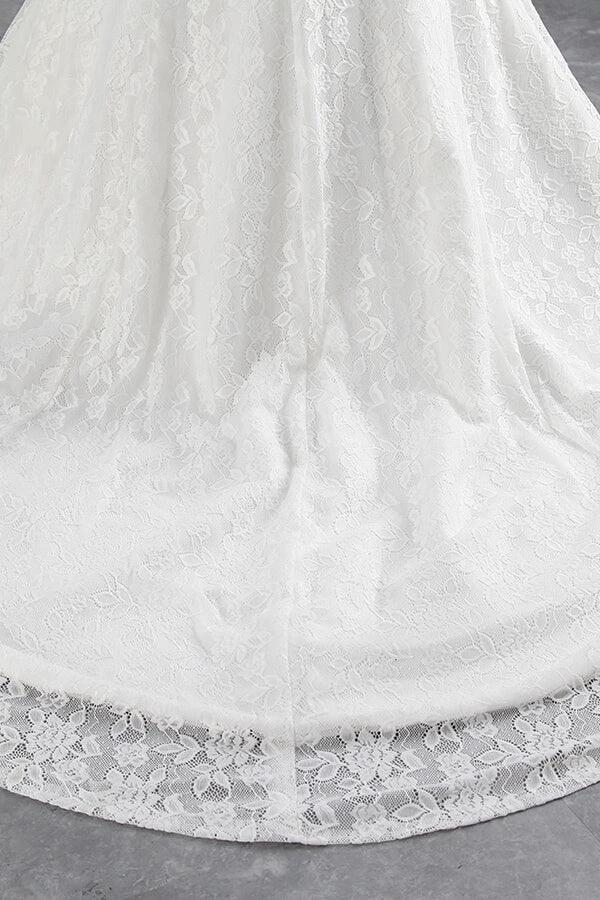 Long Mermaid Lace Off Shoulder Lace-up Wedding Dress by BIZTUNNEL