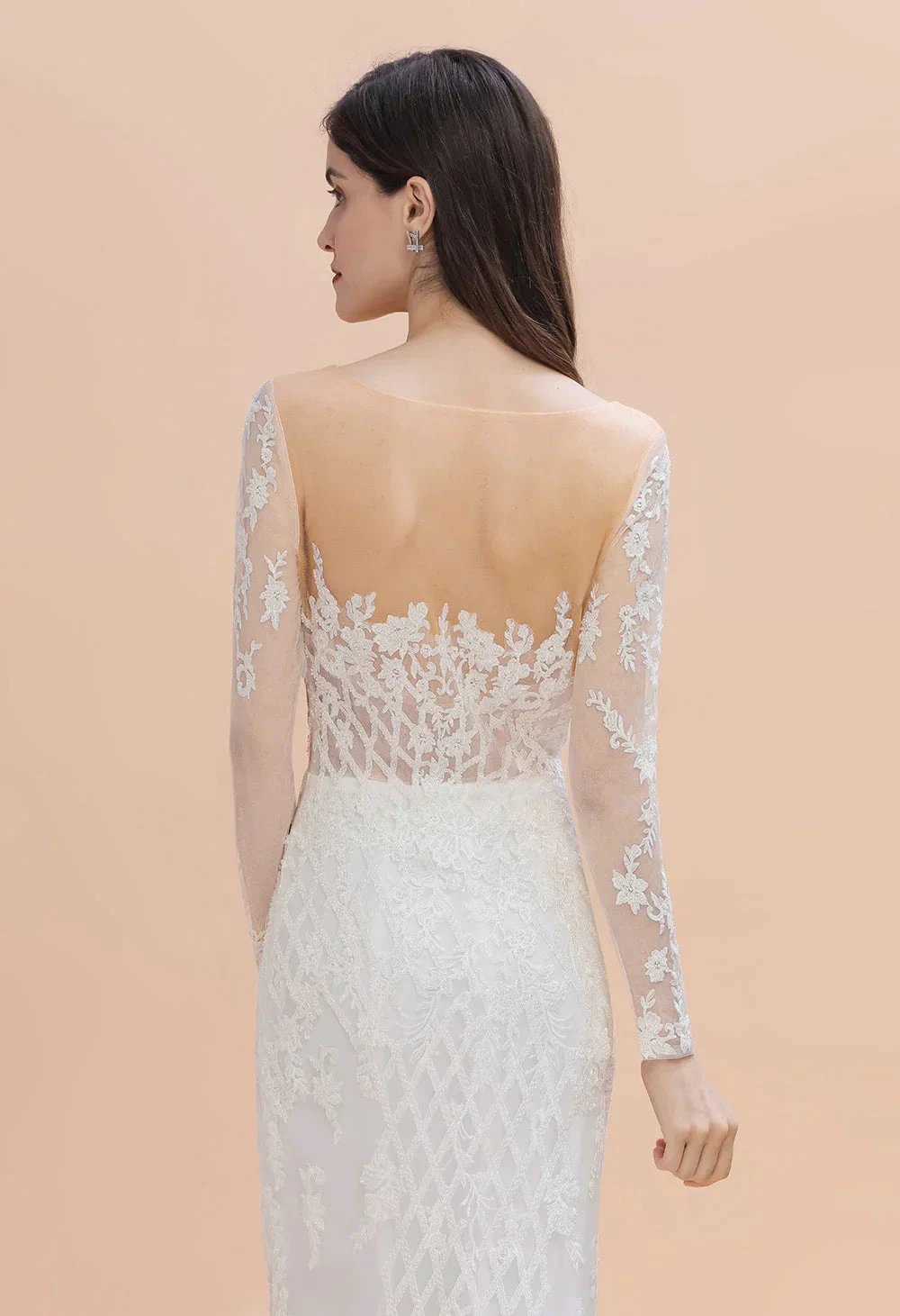 Luxury Beaded Lace Mermaid Wedding Dresses Tulle Appliques Bride Dresses with Detachable Train by misshow.com