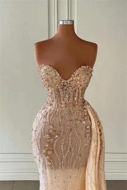 Luxury Long Sweetheart Sleeveless Mermaid Prom Dress With Beads by misshow.com