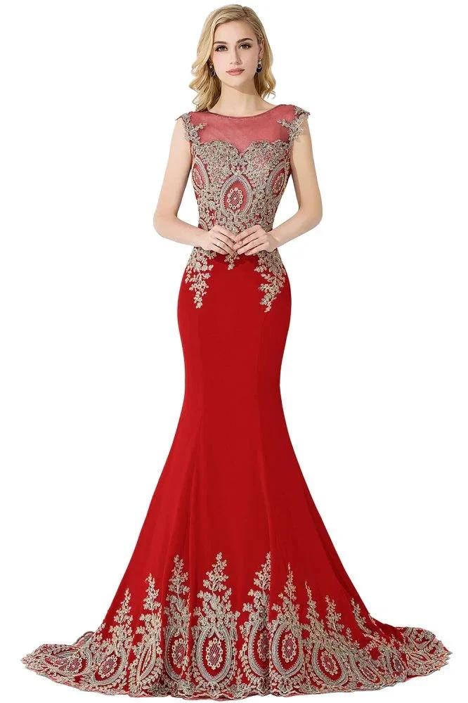 Mermaid Appliques Court Train Chiffon Evening Dress by misshow.com