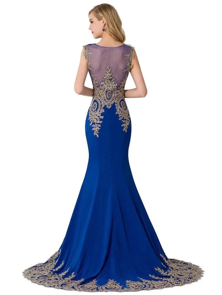 Mermaid Appliques Court Train Chiffon Evening Dress by misshow.com