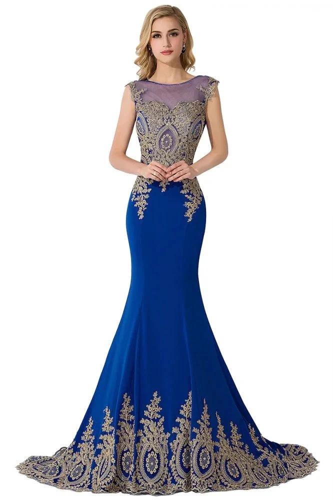 Mermaid Appliques Court Train Chiffon Evening Dress by misshow.com