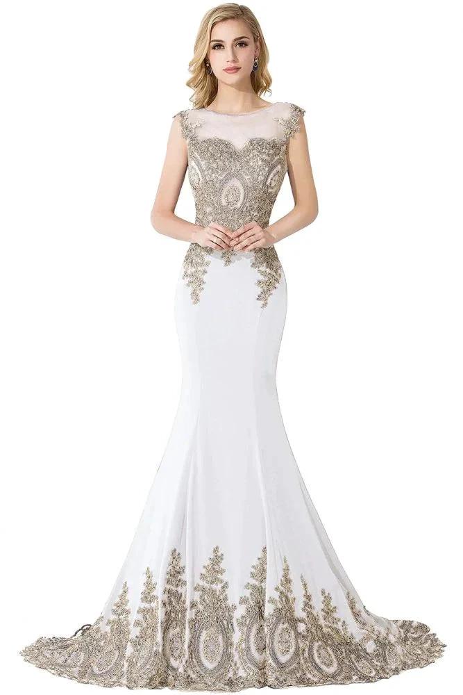 Mermaid Appliques Court Train Chiffon Evening Dress by misshow.com