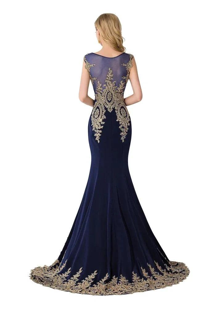 Mermaid Court Train Chiffon Evening Dress with Appliques by misshow.com