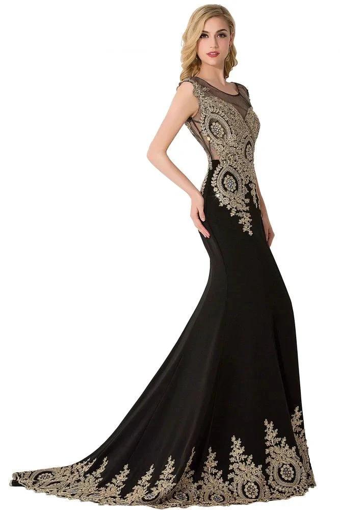 Mermaid Court Train Chiffon Evening Dress with Appliques by misshow.com