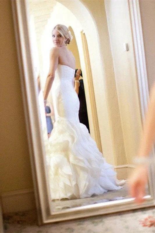 Mermaid Sleeveless Sweetheart Ruffless Wedding Dress by misshow.com