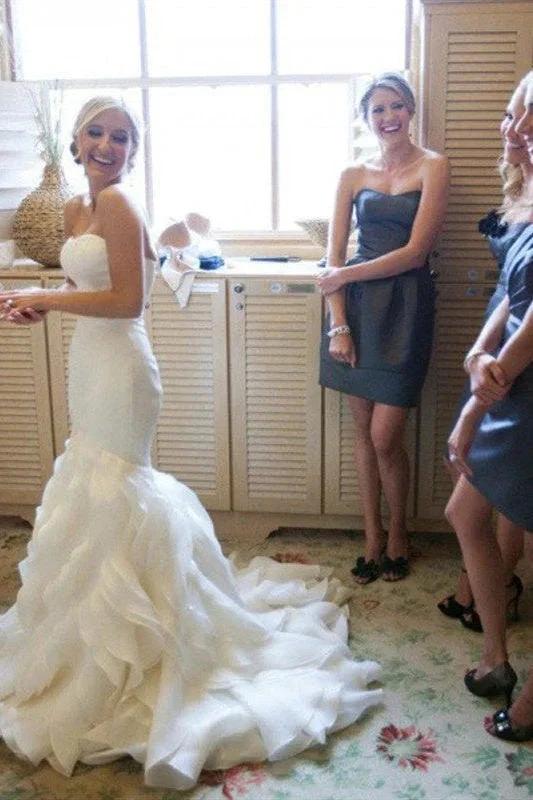 Mermaid Sleeveless Sweetheart Ruffless Wedding Dress by misshow.com