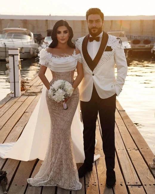 Modern Off-the-shoulder Mermaid Wedding Dresses with Lace by misshow.com