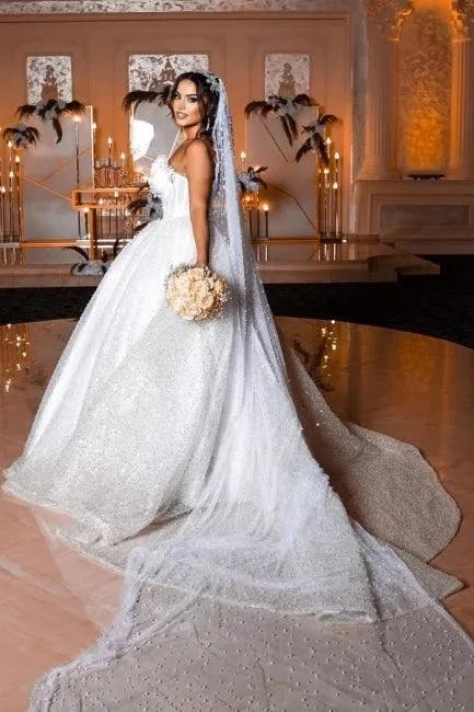 Modern Princess Sleeveless A-line Wedding Dresses With Glitter by misshow.com