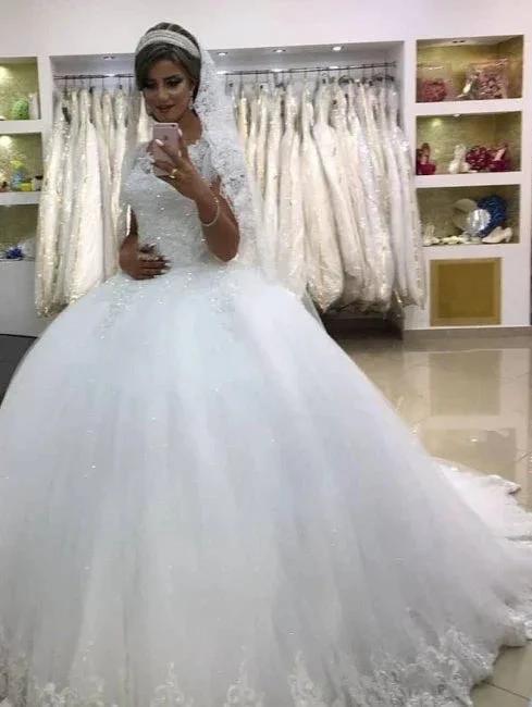 Modern wedding dresses with lace | Princess Wedding Dresses by misshow.com
