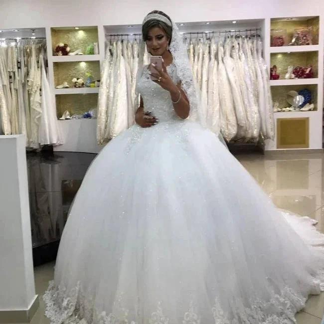 Modern wedding dresses with lace | Princess Wedding Dresses by misshow.com