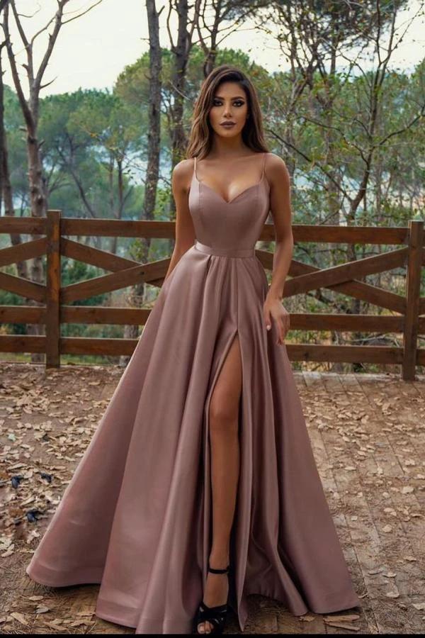Modest A-line Sweetheart Long Prom Dress with Slit by BIZTUNNEL