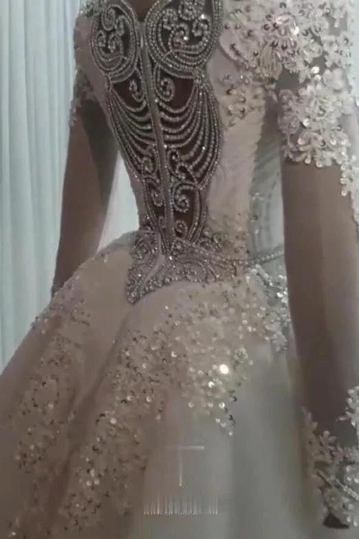 New Arrival Long Sleeves Mermaid Wedding Dress with Overskirt by misshow.com