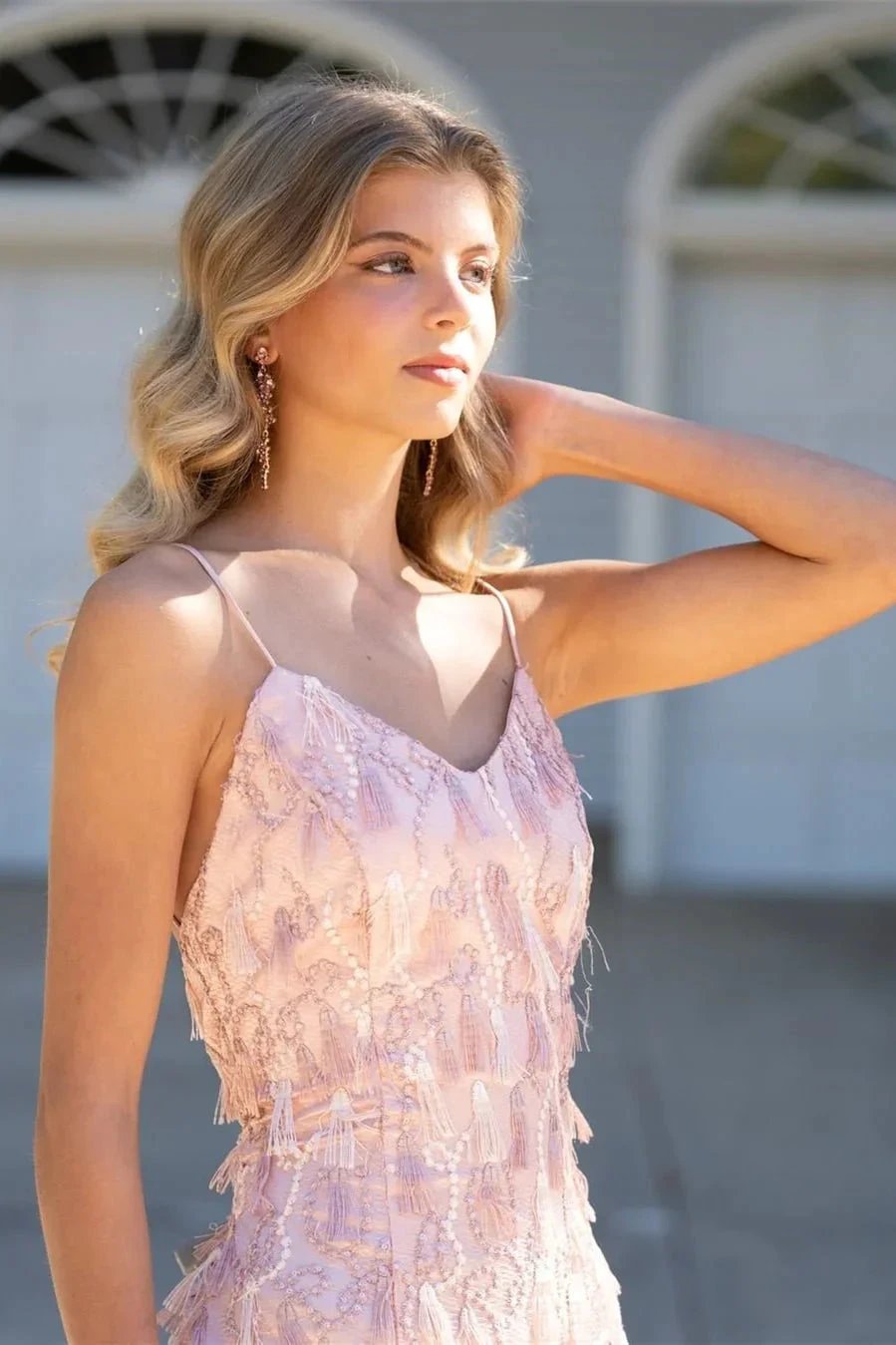 New Arrival Pink Sleeveless Appliques Backless Homecoming Dress by misshow.com
