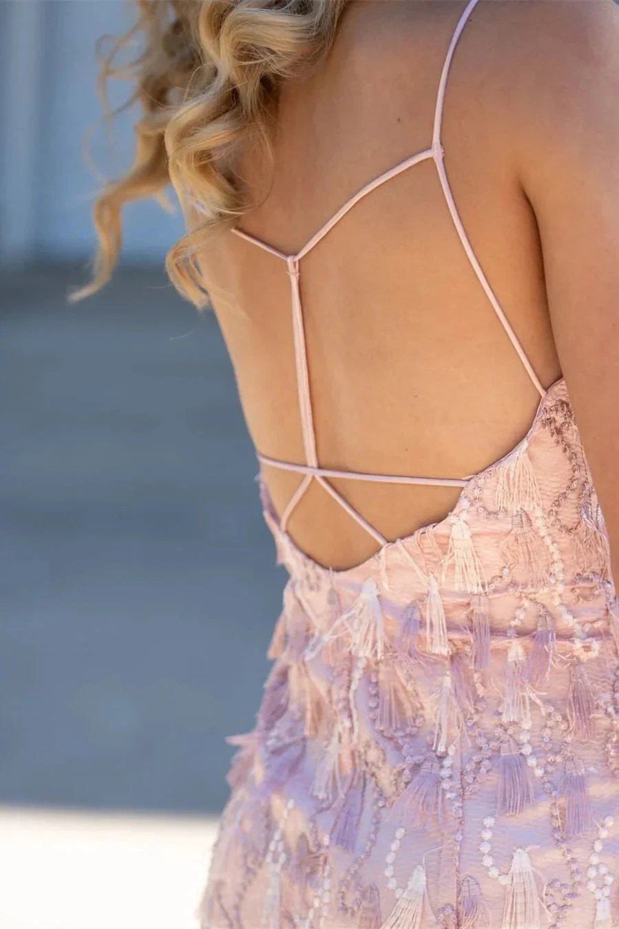 New Arrival Pink Sleeveless Appliques Backless Homecoming Dress by misshow.com
