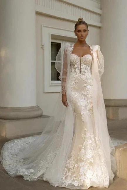 Noble sweetheart sleeveless mermaid lace Wedding dresses by misshow.com