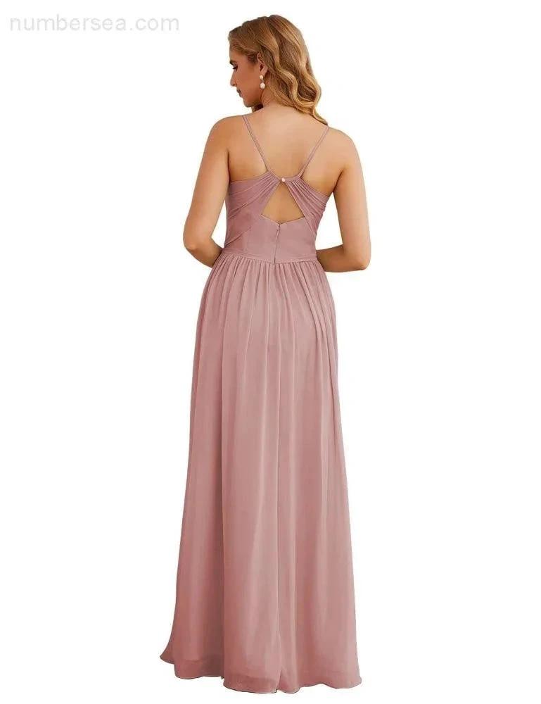 Numbersea Spaghetti Strap Bridesmaid Dresses Long Formal Party Prom Gowns 28060 by numbersea