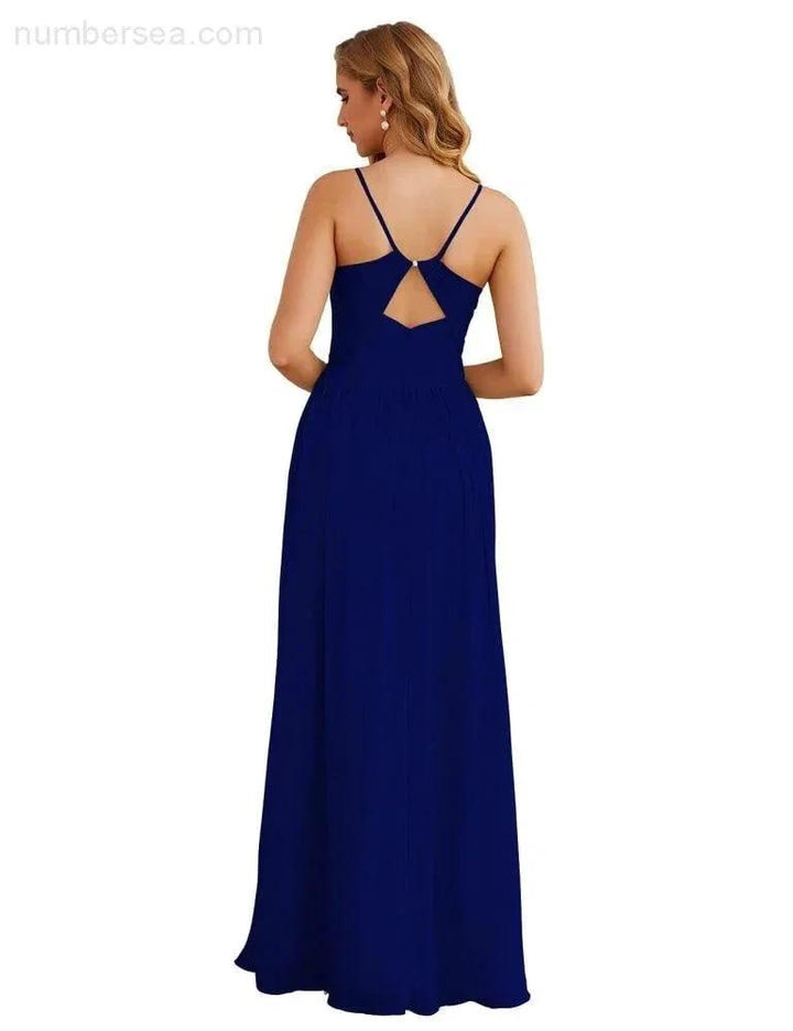 Numbersea Spaghetti Strap Bridesmaid Dresses Long Formal Party Prom Gowns 28060 by numbersea