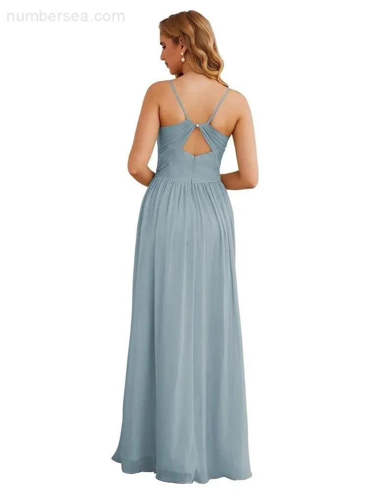 Numbersea Spaghetti Strap Bridesmaid Dresses Long Formal Party Prom Gowns 28060 by numbersea