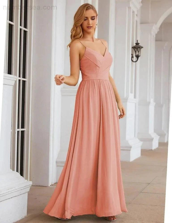 Numbersea Spaghetti Strap Bridesmaid Dresses Long Formal Party Prom Gowns 28060 by numbersea