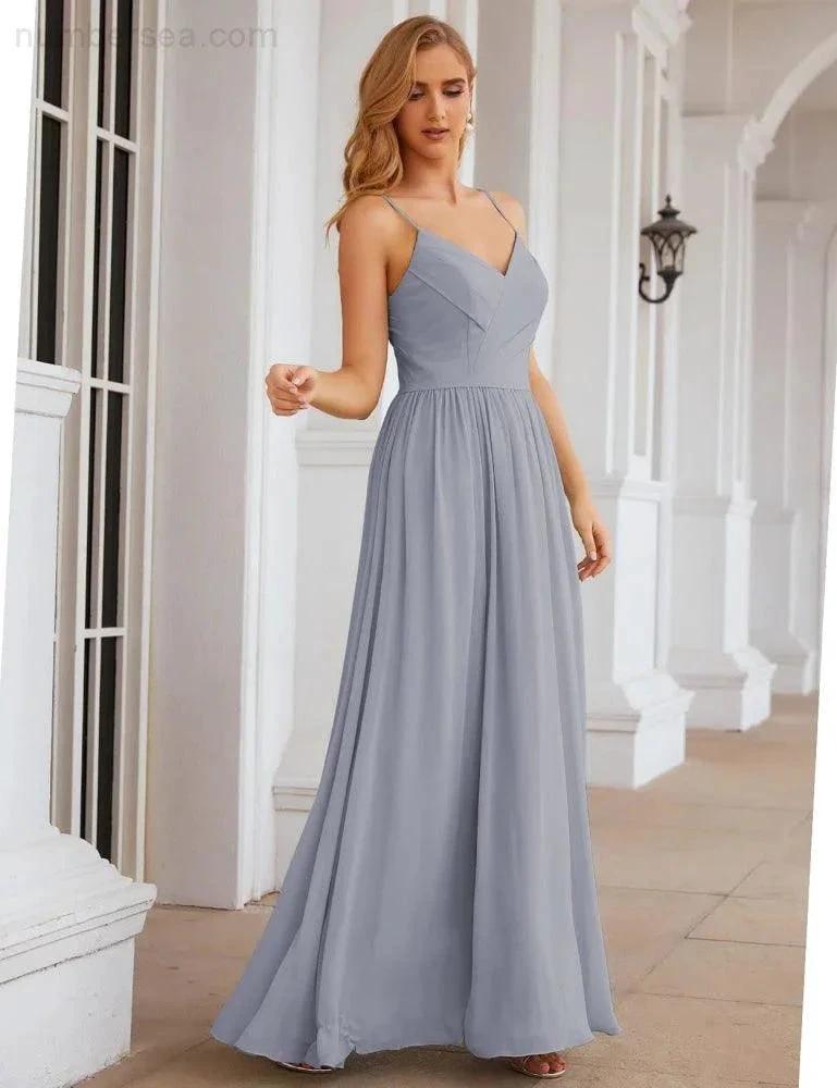 Numbersea Spaghetti Strap Bridesmaid Dresses Long Formal Party Prom Gowns 28060 by numbersea