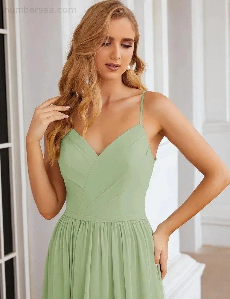 Numbersea Spaghetti Strap Bridesmaid Dresses Long Formal Party Prom Gowns 28060 by numbersea